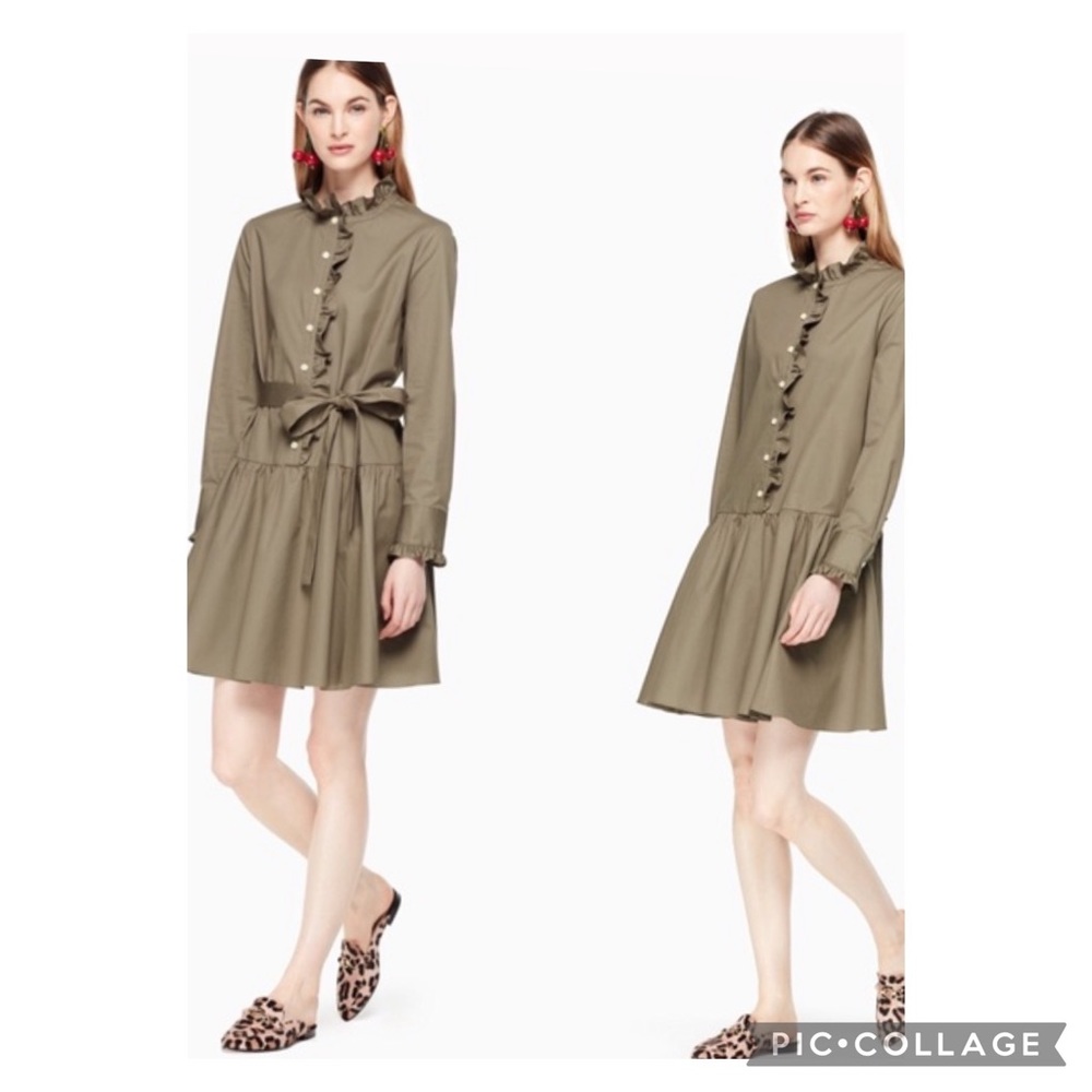 Kate Spade Broome Street Ruffled Ilive Poplin Shirtdress Size Medium